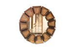 Miroir rond en MDF et argent, style nordique, avec diamants en vrac, image HD