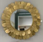 Miroir Rond Style Nordique en MDF Doré – Élégance Minimaliste et Moderne