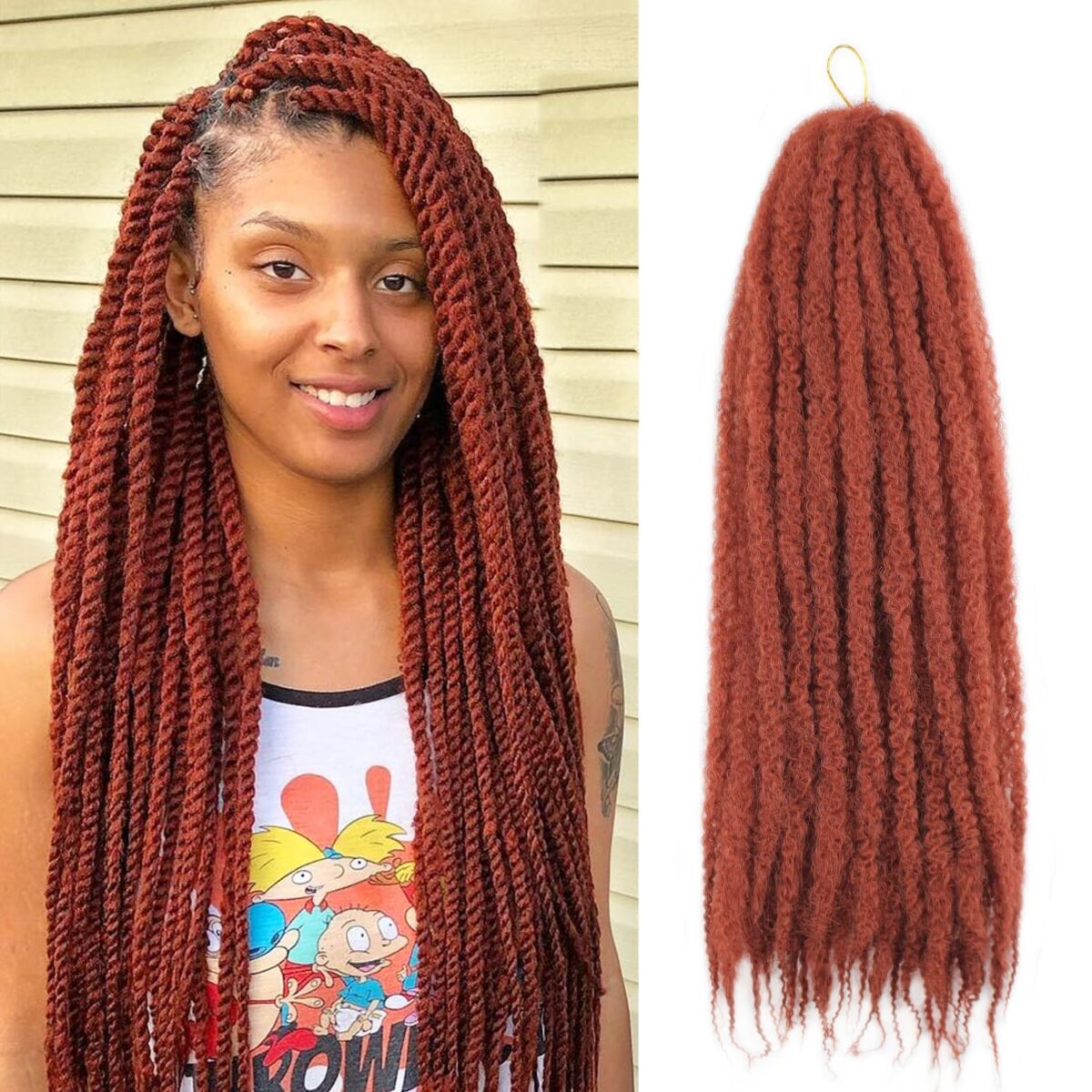 Cheveux tressés Marley Twist de 24 pouces, 8 paquets d'extensions de cheveux synthétiques Afro Kinky Curly Marley Twist – Image 4