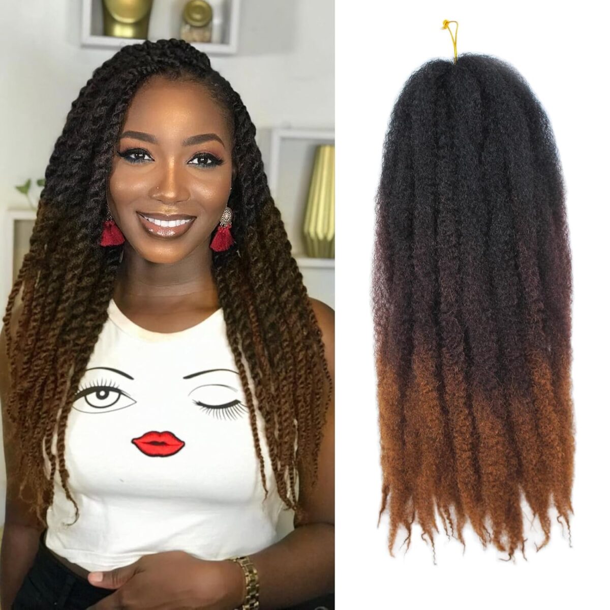 Tresses Marley – Extensions Synthétiques Afro Crépues au Crochet – Image 4