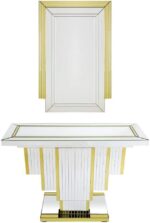Console Danube Home Ace avec Miroir – Finition Argentée et Dorée