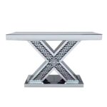 Console moderne en verre argenté avec piédestal en forme de X