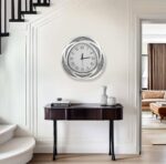 Horloge Murale Artloge Crushed Silver – Élégance Ovale en Miroir et Cristaux Argentés – Image 3