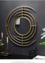 Miroir Rond en Fer Forgé Doré JJZI-L – Miroir Décoratif Mural Haute Définition pour Salon ou Salle de Bain