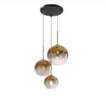 Lampe suspension, 3 lampes à billes en verre de 3 légers, hauteur réglable de plafonnier de lustre – Image 4