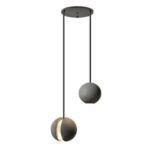 Lampes Suspendues Globe Modernes pour Îlot de Cuisine – Lustre Industriel en Béton à 3 Lumières – Suspension LED en Ciment Style Loft