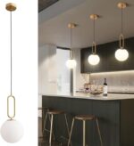 Lumière Blanc Verre Abat-Jour Plafond Doré Luminaires Suspendus Moderne Mini Éclairage Suspendu Unique – Image 5