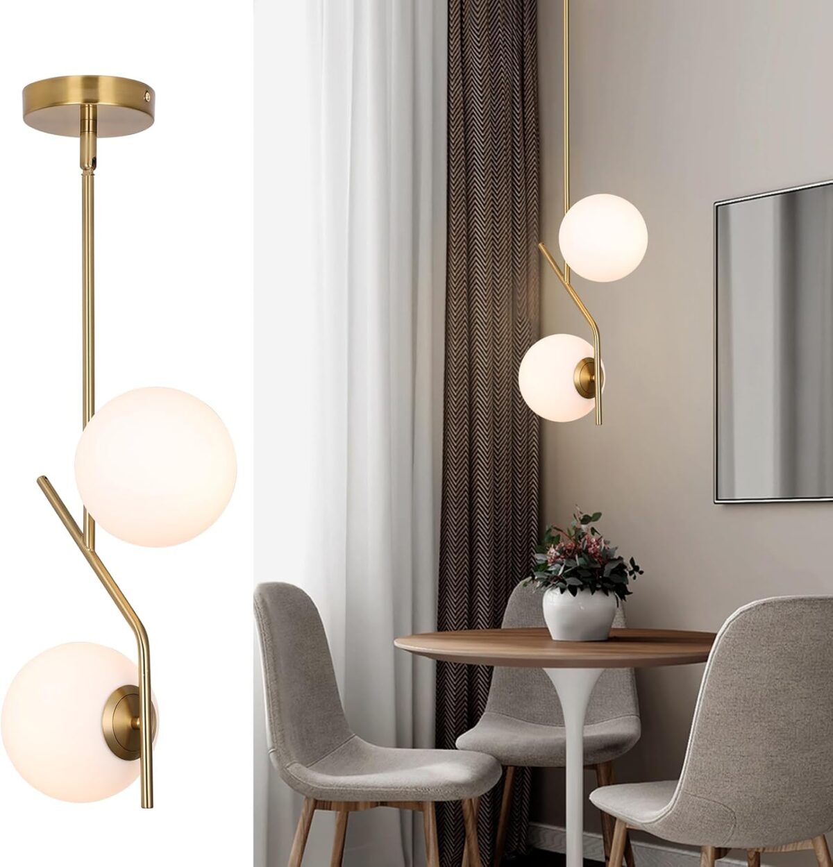 Lustre Moderne à Une Lumière Noire – Suspension Décorative d’Intérieur – Image 5