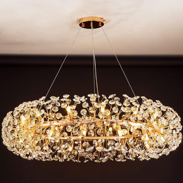 Lustre de Luxe en Cristal – Design Créatif Feu d’Artifice Doré
