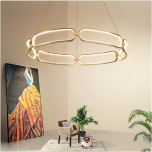 Lustre moderne luxueux à LED avec abat-jours – Éclairage suspendu ou monté au plafond pour salon