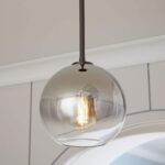 Mini Pendant la lumière Industrielle avec Abat-Jour en Verre chromé, plafonnier en Verre Boule Moderne, luminaire Suspendu à Globe réglable