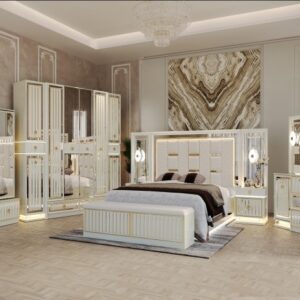 Élégance Suprême – Ensemble Chambre Blanc & Or
