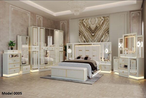 Élégance Suprême – Ensemble Chambre Blanc & Or