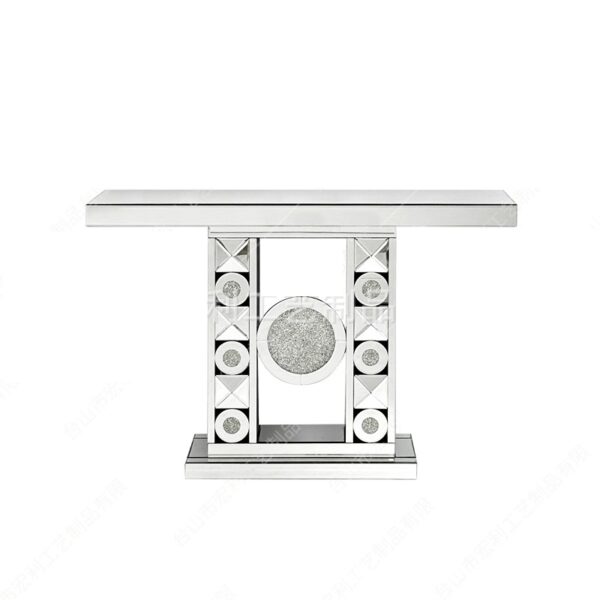 Nouvelle console de luxe moderne en verre miroir étincelant imitation diamant, table console