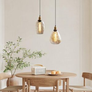 SYUFRE Lampes suspendues en verre - Lampe suspendue en verre ambré Abat-jour texturé Plafonniers suspendus
