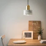 Suspension Cloche Cylindrique – Marbre & Cuivre Doré – Design Art Déco – Image 6