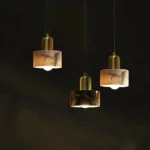 Suspension Cloche Cylindrique – Marbre & Cuivre Doré – Design Art Déco – Image 5