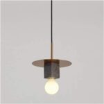 Suspensions d'éclairage Intérieur Lustre en marbre en fer forgé, suspension simple de luxe postmoderne, luminaire suspendu au plafond nordique – Image 4