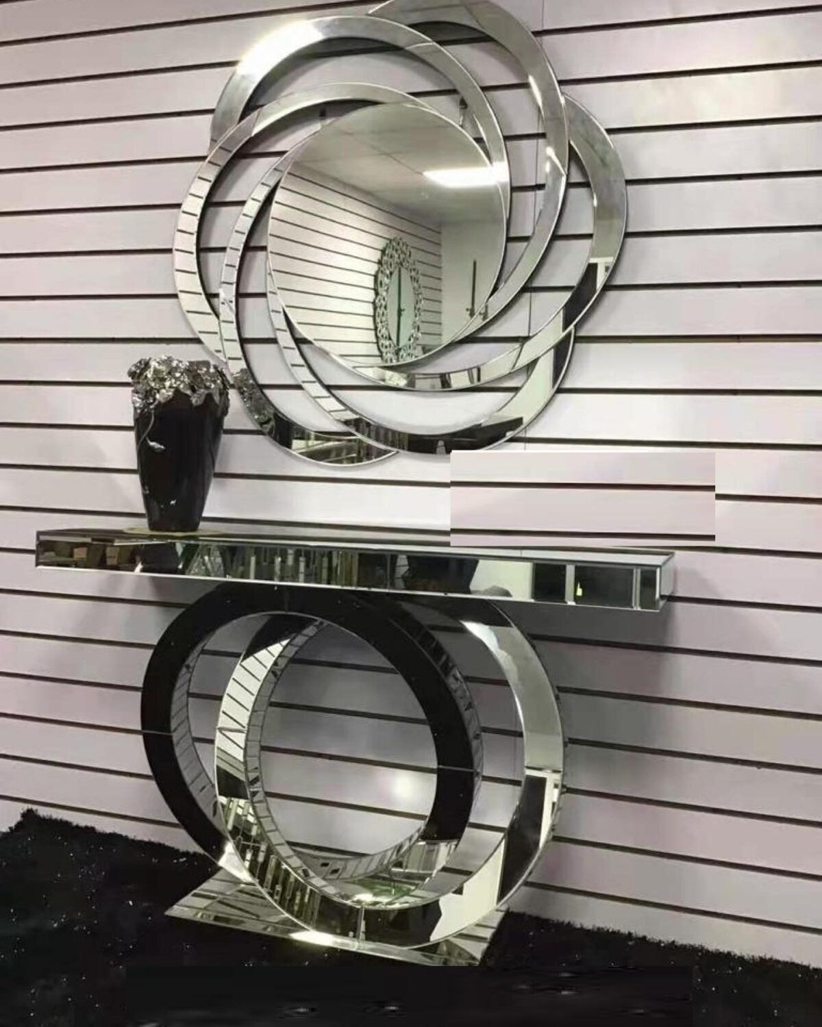 Table avec miroir décoration acrylique, rustique, géométrique – Image 3