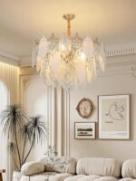Suspensions Postmodernes de Luxe – Feuilles de Porcelaine et Cristal avec Éclairage LED Intégré – Image 3