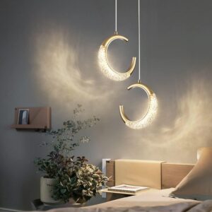 Winlams Lune Lampe LumièRe Luxe Chevet Lustre Chambre Chaud Et Romantique  Restaurant Bar Personnalité Créative Ménisque Longue Ligne Eclairage