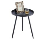 Table d'Appoint Métallique, Petite Table Basse Bois,Table Ronde pour Salon, Chambre, Balcon, Style Scandinave – Image 6
