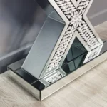 Console moderne en verre argenté avec piédestal en forme de X – Image 2