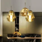 Suspension design à led forme de diamants en verre coloré – Image 3