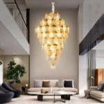 Lustre Moderne en Verre et Porcelaine – Feuilles Artistiques & Cristal LED Intégré – Image 3