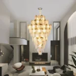 Lustre Moderne en Verre et Porcelaine – Feuilles Artistiques & Cristal LED Intégré – Image 4