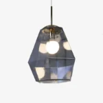 Suspension design à led forme de diamants en verre coloré