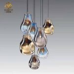 Lampe d'escalier de Villa en Verre Cristal, escalier de Luxe, Appartement, loft Rotatif, Lustre à LED avec Pluie de météores – Image 8