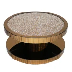 Table Basse Ronde Dorée – Design Élégant en Métal, 100 cm de Diamètre – Meuble de Salon Chic et Raffiné – Image 3