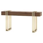 Table console moderne dorée – Design géométrique pour entrée et salon