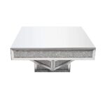 Table basse en verre miroir moderne avec accents paillettes – Image 2