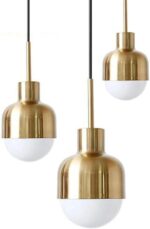 Lampe à suspension pour restaurant, cercle trapézoïdal en métal postmoderne, petite suspension en verre doré, lampe de chevet
