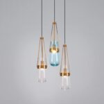 Moderne Goutte d'eau Pendentif Lumières Milieu du Siècle Clair Bleu Clair