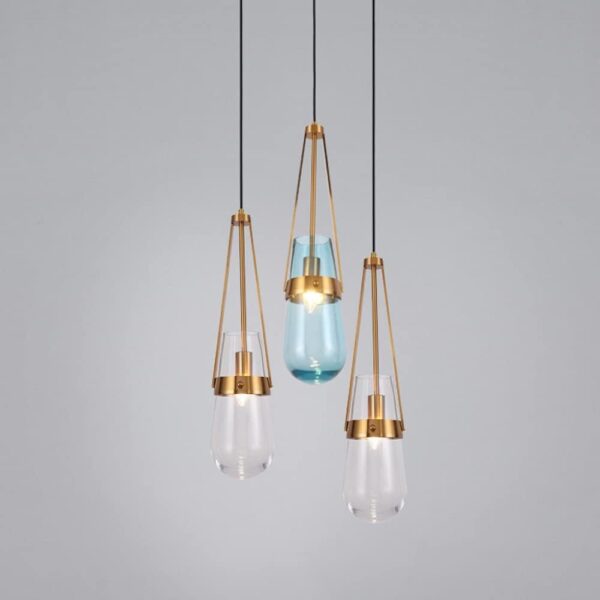 Moderne Goutte d'eau Pendentif Lumières Milieu du Siècle Clair Bleu Clair