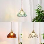 Luminaire suspendu GagalU avec abat-jour en verre à motif d'eau, luminaire suspendu vintage, luminaire suspendu industriel