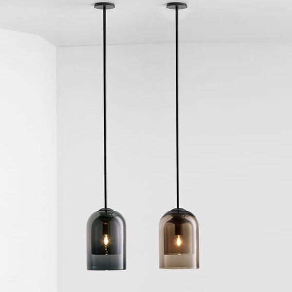 Lampe à suspension en verre brun fumé Droplight Double lampe dépendante du verre Lustre suspendu E27