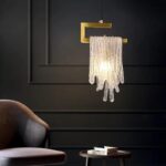 Suspension KunMai moderne dorée à 1 lumière, lampe suspendue en verre faite main en forme de cascade – Image 4