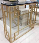 Console en acier inoxydable PVD avec motif à carreaux - dorée – Image 5