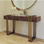 Table console moderne dorée – Design géométrique pour entrée et salon – Image 4