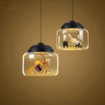 Créatif Nordique Lustre de Animal Verre Suspension Luminaire Plafonnier Eclairage Plafond – Image 4