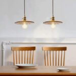 Luminaire Lampe à Suspension Vintage en Laiton et Verre de Style Américain Créatif en Verre Ambre Suspension Luminaires de Plafond for Restaurants Bar Café...
