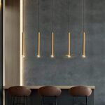 Suspension LED en Laiton, Lustre de Chambre à Coucher de Salle à Manger, Suspension d'ornement, Ligne de Lustre réglable, température de Trois – Image 3