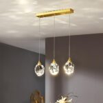 Lampe suspendue en cristal cubique à 3 lumières, lustre moderne