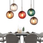 Lampe suspendue en verre globe à 1 lumière, lampe suspendue en verre moderne, lampe suspendue vintage de couleur – Image 3