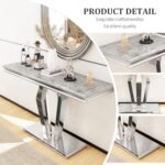 Table console moderne Asday noire et dorée – Design géométrique en acier inoxydable pour entrée et salon – Image 2