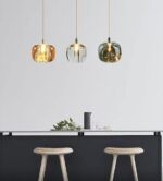 Lampe à suspension en verre nordique moderne solide et durable en métal de simplicité E27 Suspension d'intérieur – Image 4